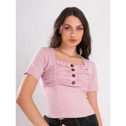 clobug Women Solid Square Neck Fitted Top-picture-36