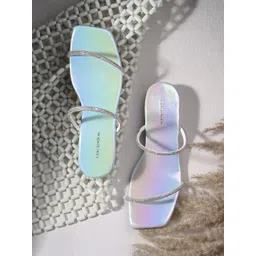 CLOG LONDON Embellished Open Toe Flats-image-14