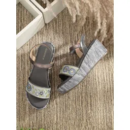 CLOG LONDON Embellished Open Toe Wedges With Backstrap-image-5