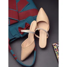 CLOG LONDON Embellished Pointed Toe Kitten Heeled Pumps-image-3