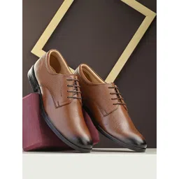 CLOG LONDON Men Tan-Coloured Formal Leather Derby Shoes-picture-13