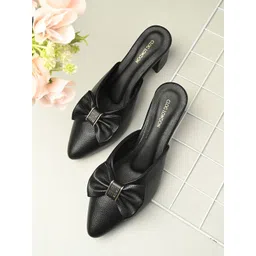 CLOG LONDON Women Pointed Toe Block Pumps with Bows-picture-27