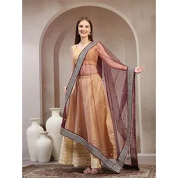 Clora Creation Ethnic Motifs Embroidered Dupatta with Beads and Stones-picture-24