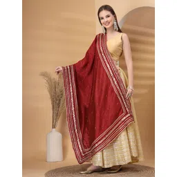 Clora Creation Floral Embroidered Gotta Patti Dupatta-picture-18