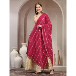 Clora Creation Geometric Embroidered Velvet Dupatta With Gotta Patti-picture-34