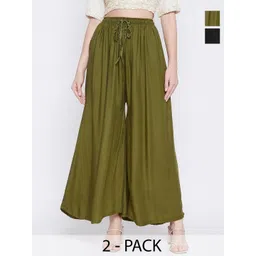 Clora Creation Pack Of 2 Flared Palazzos-picture-11