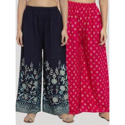 Clora Creation Pack Of 2 Women Printed Knitted Palazzos-picture-34