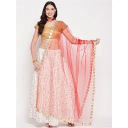 Clora Creation Polka Dots Mirror Work Embroidered Dupatta-picture-37