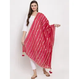 Clora Creation Striped Embellished Silk Dupatta-picture-25