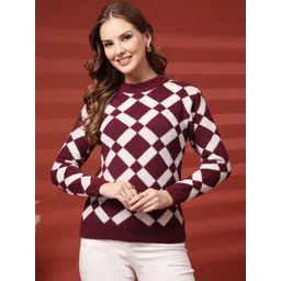 Clora Creation Women Argyle Woollen Pullover-picture-24