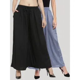 Clora Creation Women Black & Grey Solid Wide Leg Palazzos-picture-37