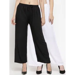 Clora Creation Women Black & White Pack of 2 Solid Straight Palazzos-picture-12