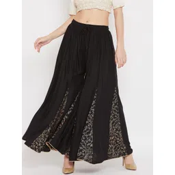 Clora Creation Women Black Printed Flared Palazzos-picture-16