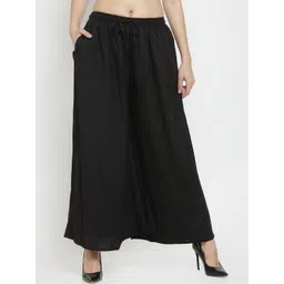 Clora Creation Women Black Solid Flared Palazzos-picture-18