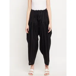 Clora Creation Women Black Solid Loose Fit Pure Cotton Patiala Salwar-picture-33