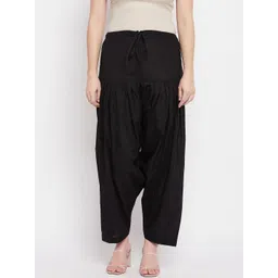 Clora Creation Women Black Solid Loose-Fit Pure Cotton Salwar-picture-19