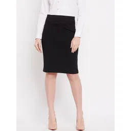 Clora Creation Women Black Solid Pencil Short Skirt-picture-29