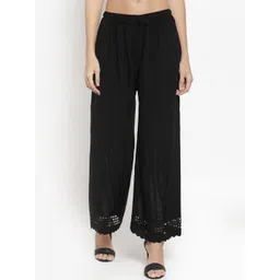 Clora Creation Women Black Solid Straight Palazzos image 1