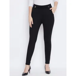Clora Creation Women Black Solid Treggings-picture-25