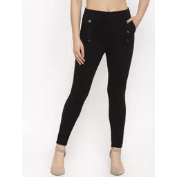 Clora Creation Women Black Solid Treggings-picture-34