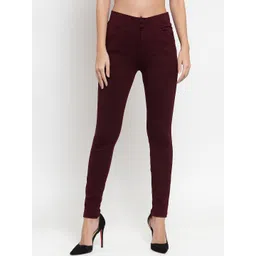 Clora Creation Women Burgundy Solid Regular-Fit Jeggings-picture-25