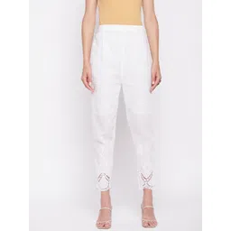 Clora Creation Women Embroidered Smart Easy Wash Cotton Cigarette Trousers image 1