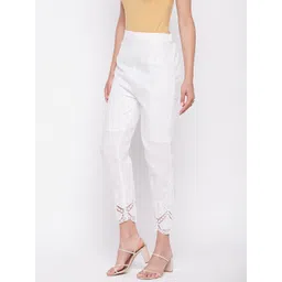 Clora Creation Women Embroidered Smart Easy Wash Cotton Cigarette Trousers image 5