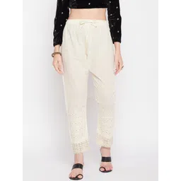 Clora Creation Women Floral Chikankari Embroidered Cotton Palazzos-picture-11