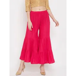 Clora Creation Women Magenta Flared Knitted Palazzos-picture-35