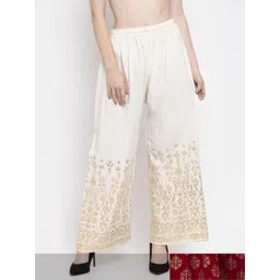 Clora Creation Women Maroon & White Pack Of 2 Floral Printed Palazzos-picture-36