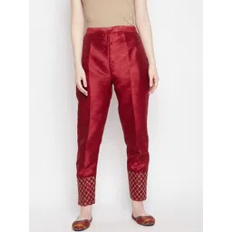 Clora Creation Women Maroon Solid Easy Wash Trousers-picture-23