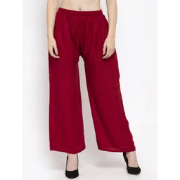 Clora Creation Women Maroon Solid Straight Palazzos-picture-33