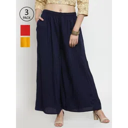 Clora Creation Women Multicoloured Pack of 3 Knitted Palazzos-picture-25