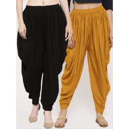 Clora Creation Women Mustard & Black Solid Dhoti Salwar Pack Of 2-picture-39