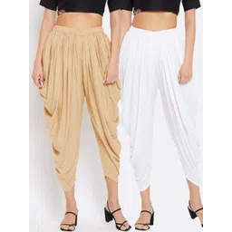Clora Creation Women Pack of 2 Beige & White Solid Dhoti Pants-picture-35