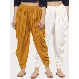 Clora Creation Women Pack of 2 Mustard & White Solid Woven Dhoti Salwar-picture-40