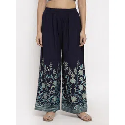 Clora Creation Women Pack Of 2 Navy Blue & Red Printed Knitted Palazzos image 5