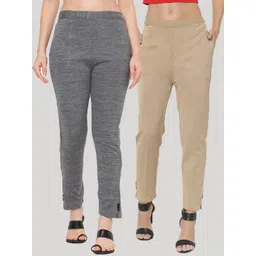 Clora Creation Women Pack of 2 Smart Easy Wash Trousers-picture-23