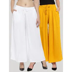 Clora Creation Women Pack of 2 Solid Rayon Flared Palazzos-picture-24