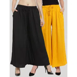 Clora Creation Women Pack of 2 Solid Rayon Flared Palazzos-picture-25