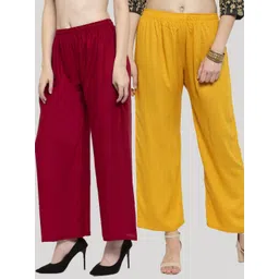 Clora Creation Women Pack of 2 Solid Rayon Straight Palazzos-picture-28