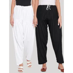 Clora Creation Women Pack Of 2 White and Black Solid Woolen Salwars-picture-22