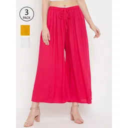 Clora Creation Women Pack Of 3 Flared Knitted Ethnic Palazzos-picture-37