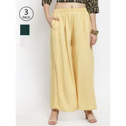 Clora Creation Women Pack Of 3 Knitted Palazzos-picture-17