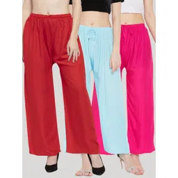 Clora Creation Women Pack Of 3 Multicoloured Knitted Straight Palazzos-picture-32