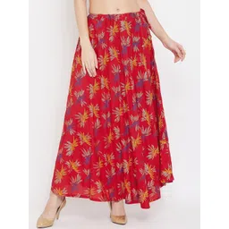 Clora Creation Women Red & Blue Printed Flared Maxi Skirt-picture-22