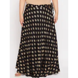CLORA CREATION PLUS Plus Size Printed Flared Rayon Skirt-picture-28