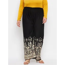 CLORA CREATION PLUS Women Gold-Toned Wide Leg Hem Design Palazzos-picture-35