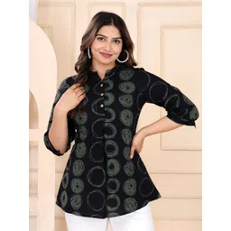 Cloth Bites Floral Print Ethnic Cotton Shirt Style Crop Top-picture-10