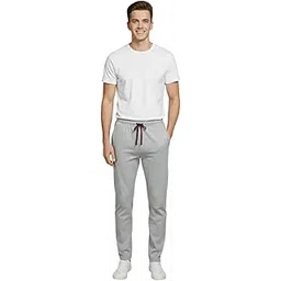 cloth bites Men's Slim Fit Joggers Pants | Heather Grey Cotton Blend Hojary Track Pants | Casual Lounge Winter Wear Pyjama Bottoms with Pockets & Contrast Drawstring Fleece Lower-picture-30